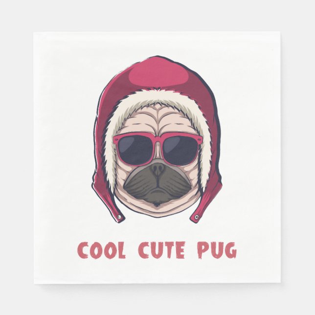 Cooler Niedlicher Mops Serviette (Vorderseite)