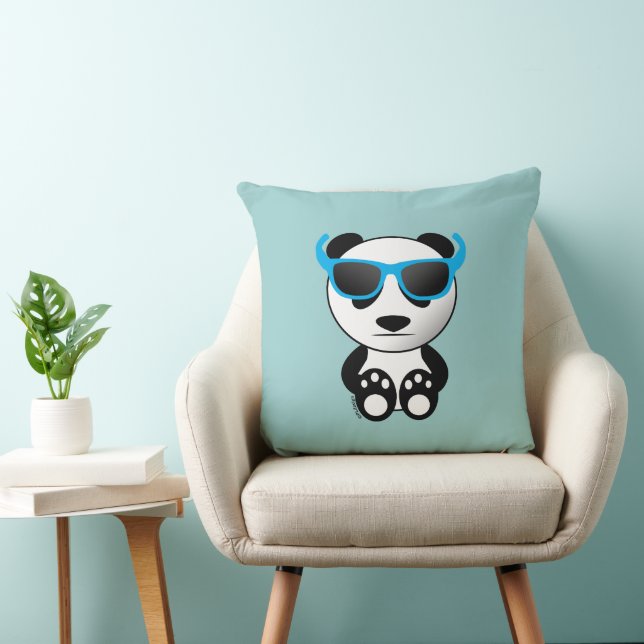 Cooler niedlicher Panda Bär mit Blauer Sonnenbrill Kissen (Stuhl )