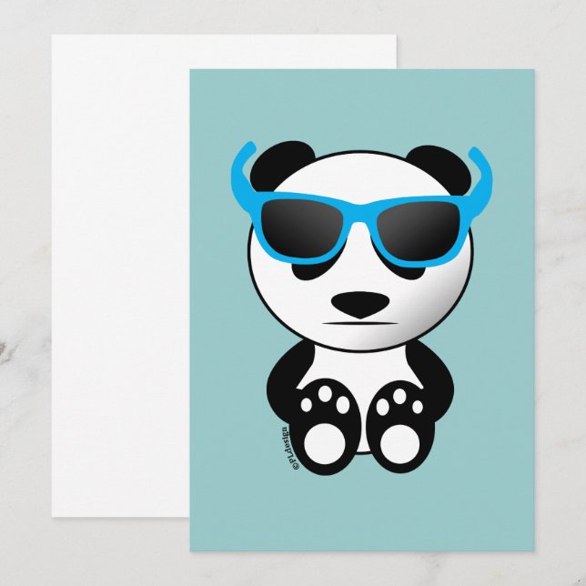 Cooler niedlicher Panda-Bär mit Sonnenbrille Einla Einladung (Vorne/Hinten)