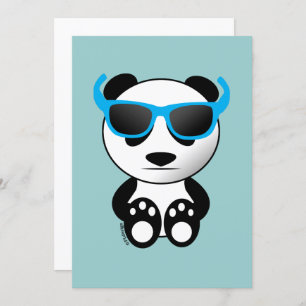Cooler niedlicher Panda-Bär mit Sonnenbrille Einla Einladung