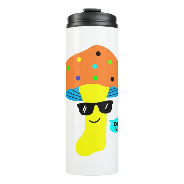 cooler niedlicher Pilz mit Brille Thermosbecher (Vorderseite)