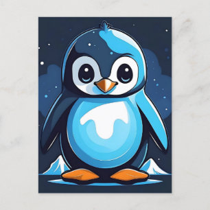 Cooler Niedlicher Pinguin Blue Postkarte