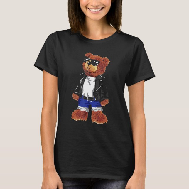 Cooler Niedlicher Teddy-Bär mit Sonnenbrille Leder T-Shirt (Vorderseite)