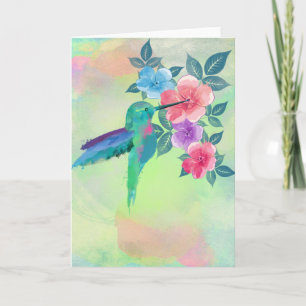 Cooler niedlicher trendy Wasserfarbekolibri mit Karte