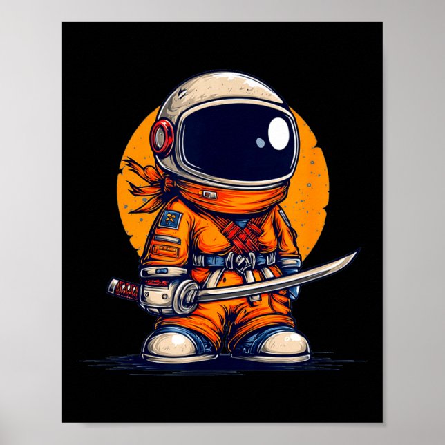 Cooler Ninja im Astronautenanzug Kostüm Poster (Vorne)