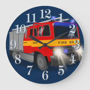 Cooler Notfeuer-Motor-Cartoon-Entwurf für Kinder Große Wanduhr