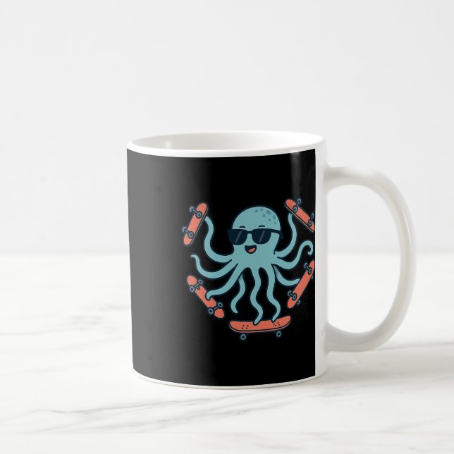 Cooler Oktopus Skateboard-Cartoon  Kaffeetasse (Rechts)