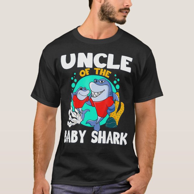Cooler Onkel der sonnenverwöhnten Baby-Shark-Match T-Shirt (Vorderseite)