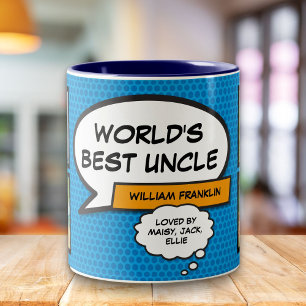 Cooler Onkel Moderner Comic-Book-Blue-Foto Zweifarbige Tasse