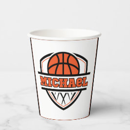 Cooler Orangenschwarzer Basketball Pappbecher