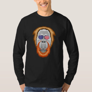 Cooler Orangutan, der die Sonnenbrille der US-Flag T-Shirt
