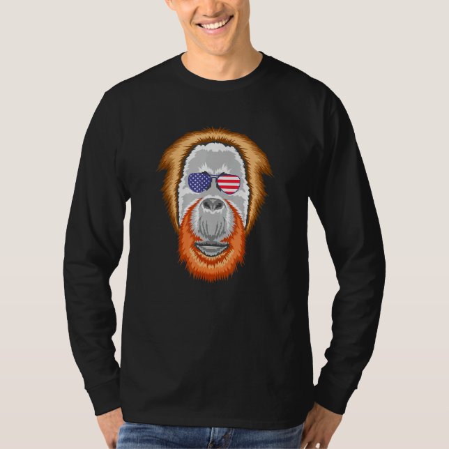 Cooler Orangutan, der die Sonnenbrille der US-Flag T-Shirt (Vorderseite)