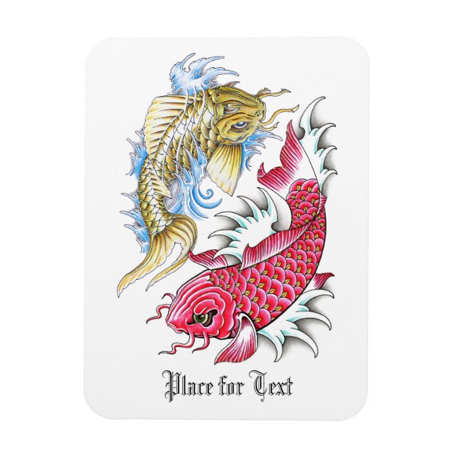 Cooler Oriental Koi Fisch Roter Goldmedaillon Yang Magnet (Vertikal)