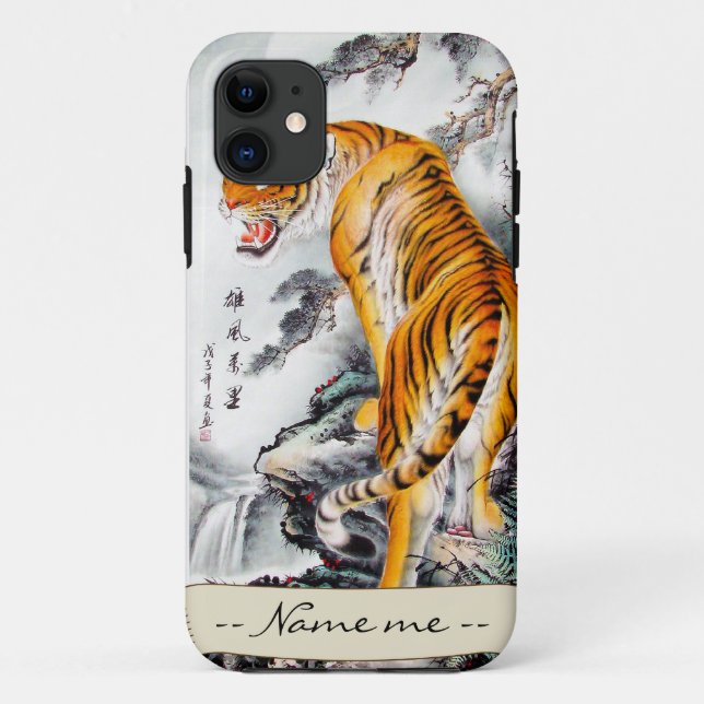 Cooler orientalischer chinesischer flaumiger Tiger Case-Mate iPhone Hülle (Rückseite)
