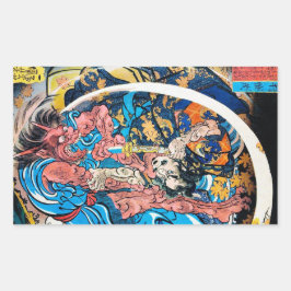 Cooler orientalischer japanischer Ancient Samurai  Rechteckiger Aufkleber