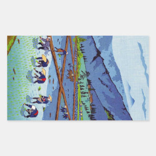 Cooler orientalischer japanischer Kasamatsu-Reis Rechteckiger Aufkleber