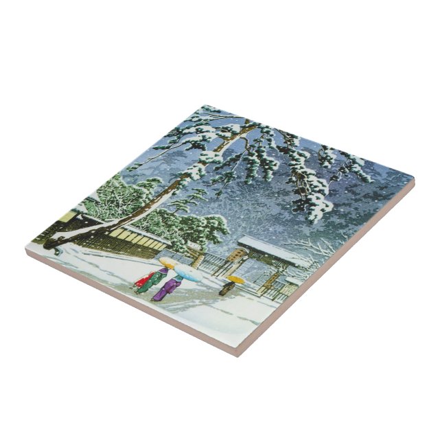 Cooler orientalischer japanischer Watercolor Fliese (Seite)