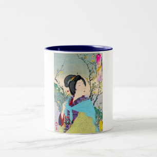 cooler orientalischer japanischer woodprint zweifarbige tasse