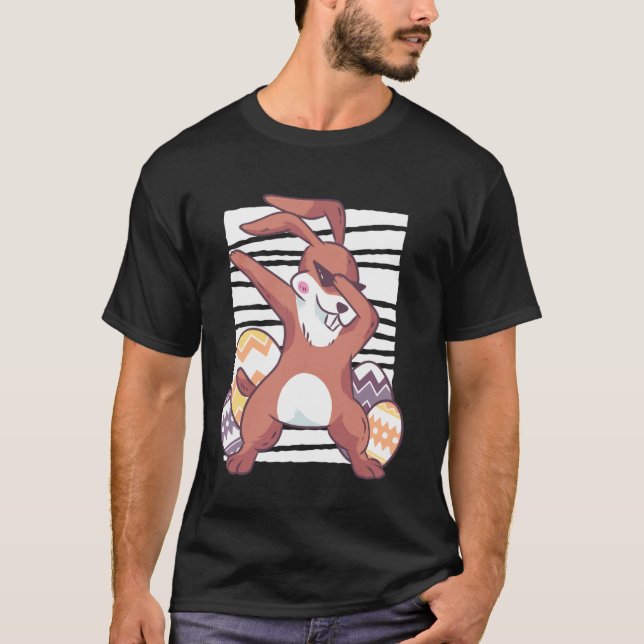 Cooler Osterhase Dabbing mit Eiern T-Shirt (Vorderseite)
