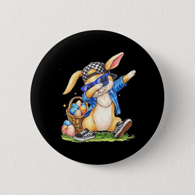 Cooler Osterhase Hip Hop Kinder Jungen Button (Vorderseite)