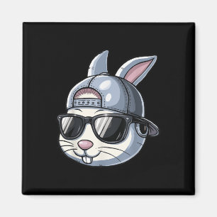Cooler Osterhase mit Hut Funny Teens Jungs Kinder Magnet