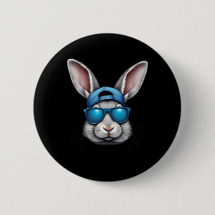 Cooler Ostertag-Hasen-Gesicht Mit Sonnenbrille Män Button