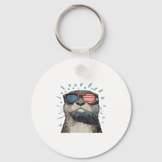 Cooler Otter mit kühnen Amerika-Schattierungen _1 Schlüsselanhänger