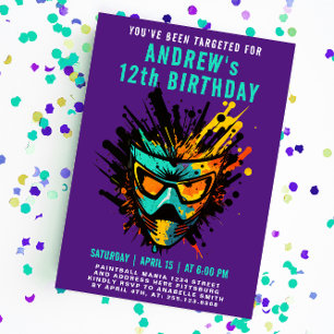 Cooler Paintball Spritzer Lila Party Einladung