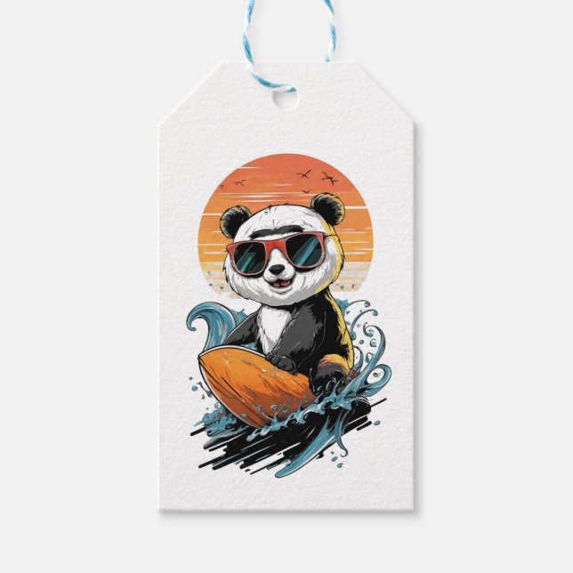 Cooler Panda-Bär Geschenkanhänger (Vorderseite)