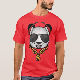Cooler Panda Bär mit Sonnenbrille Kopfhörer und Ch T-Shirt
