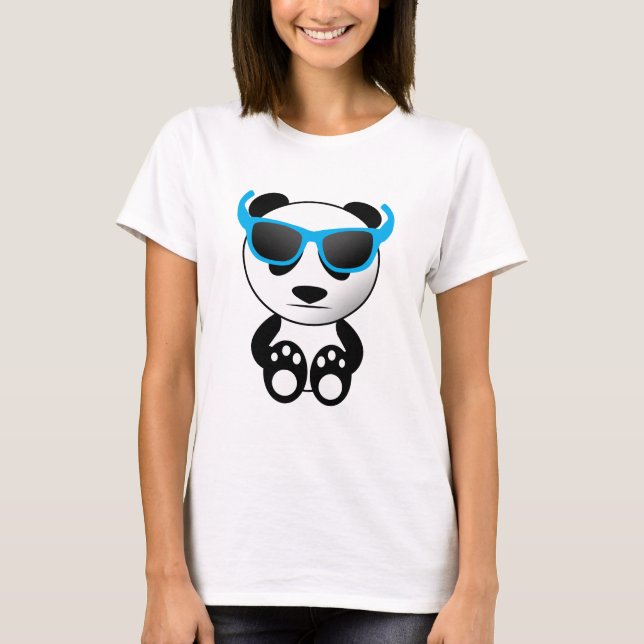 Cooler Panda mit Sonnenbrille T-Shirt (Vorderseite)