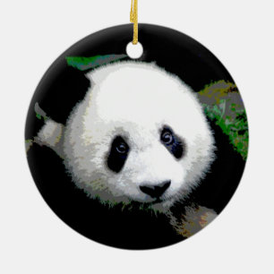 Cooler Panda-Weihnachtsbaum auf zwei Seiten Keramik Ornament
