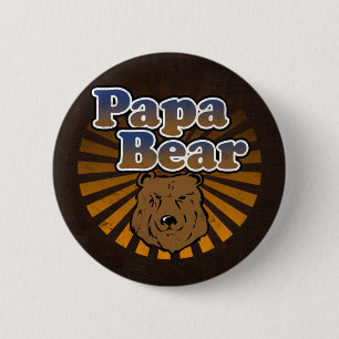Cooler Papa-Bär, Brown/Blau/GoldVater-Geschenk Button