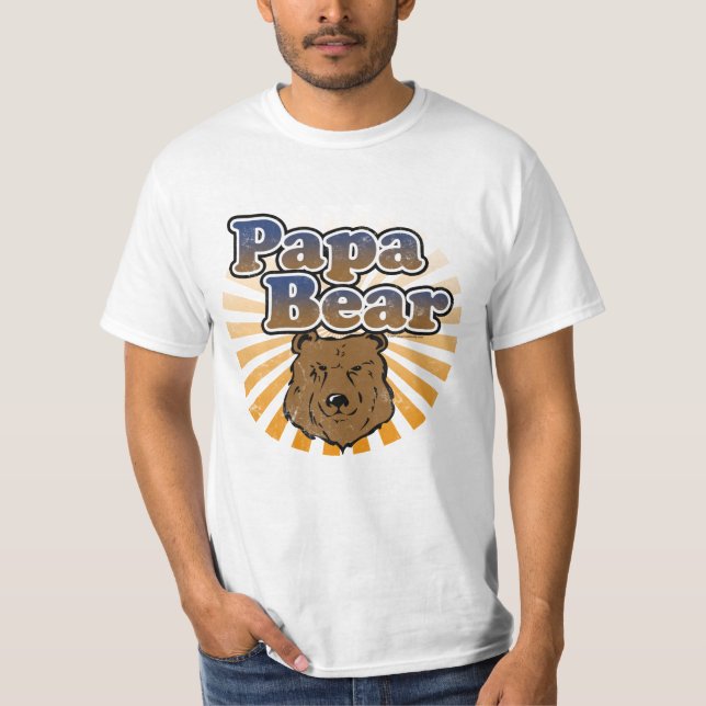 Cooler Papa-Bär, Brown/Blau/GoldVater-Geschenk T-Shirt (Vorderseite)