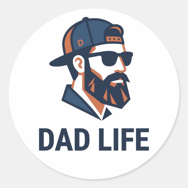 Cooler Papa mit Sonnenbrille Runder Aufkleber (Vorderseite)