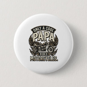 Cooler Papa Motorrad Vintage Biker Button