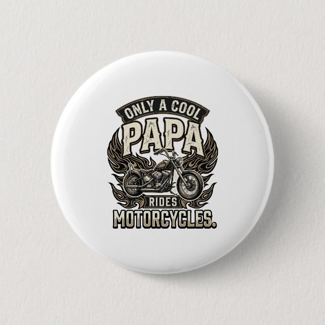 Cooler Papa Motorrad Vintage Biker Button (Vorderseite)