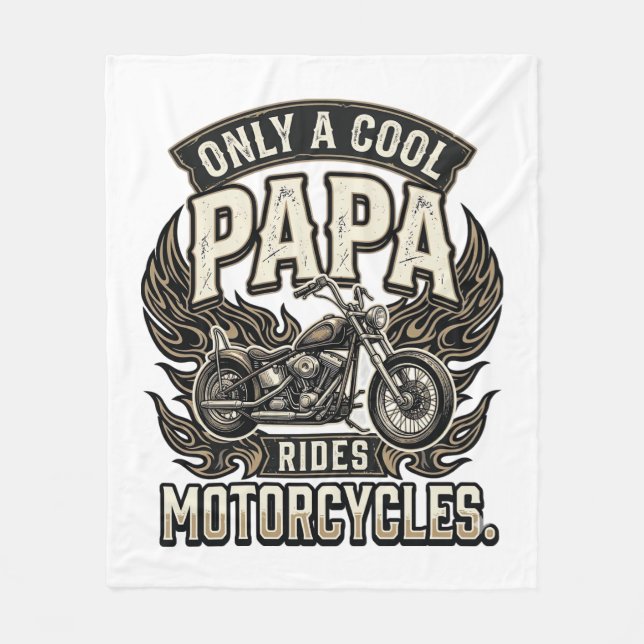 Cooler Papa Motorrad Vintage Biker Fleecedecke (Vorderseite)