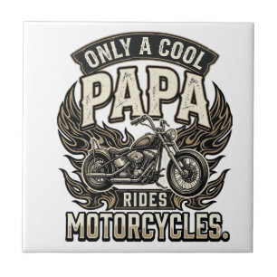 Cooler Papa Motorrad Vintage Biker Fliese