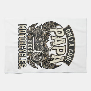 Cooler Papa Motorrad Vintage Biker Geschirrtuch