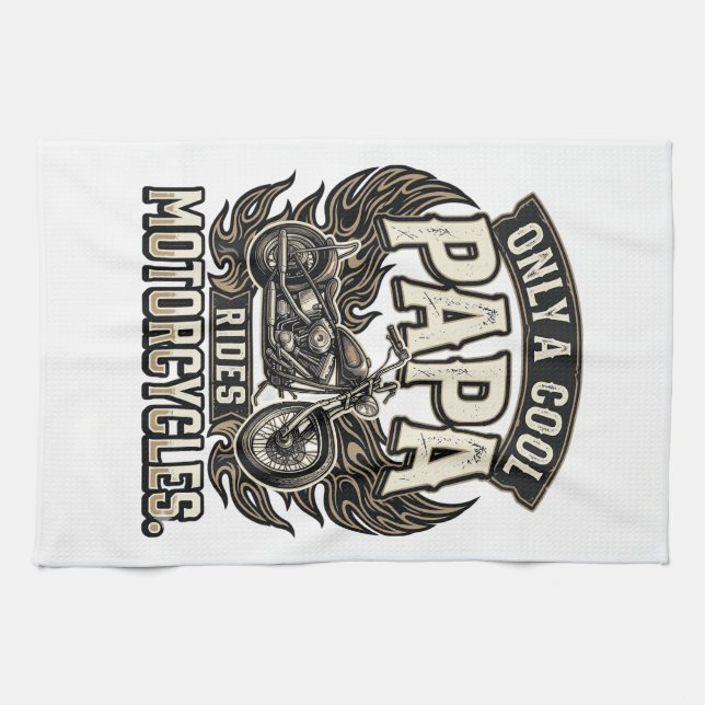 Cooler Papa Motorrad Vintage Biker Geschirrtuch (Horizontal)