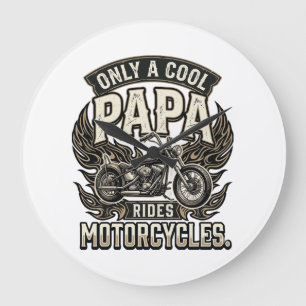 Cooler Papa Motorrad Vintage Biker Große Wanduhr