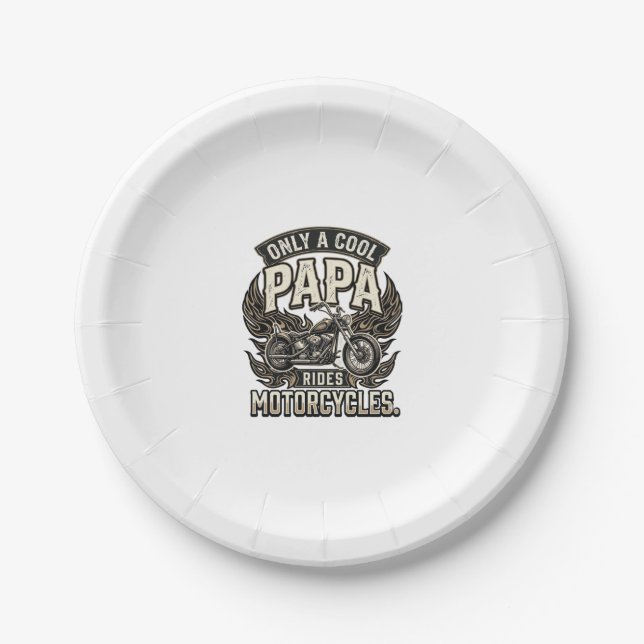 Cooler Papa Motorrad Vintage Biker Pappteller (Vorderseite)