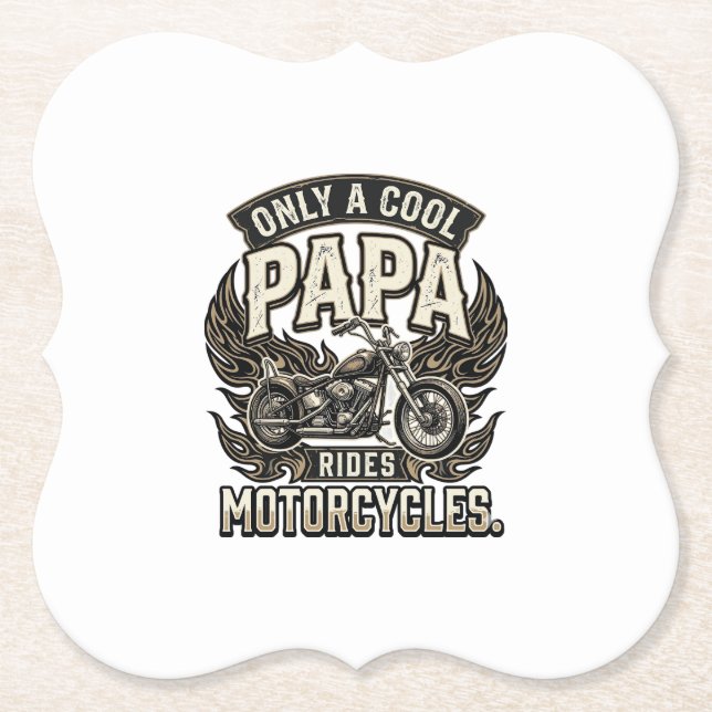 Cooler Papa Motorrad Vintage Biker Untersetzer (Vorderseite)