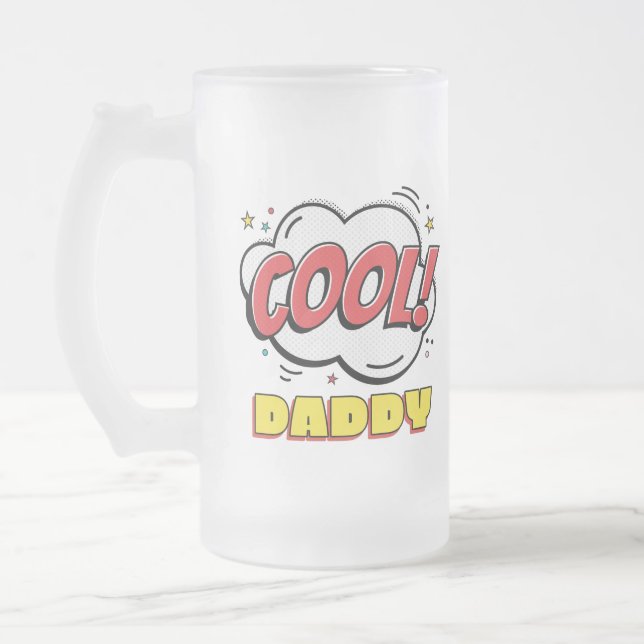 Cooler Papa Pop Art Vatertag Mattglas Bierglas (Links)