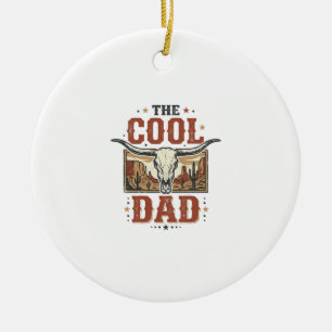 Cooler Papa Western Longhorn Schädel Vintage-Shirt Keramik Ornament