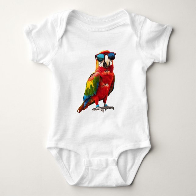 Cooler Papagei mit Sonnenbrille Baby Strampler (Vorderseite)