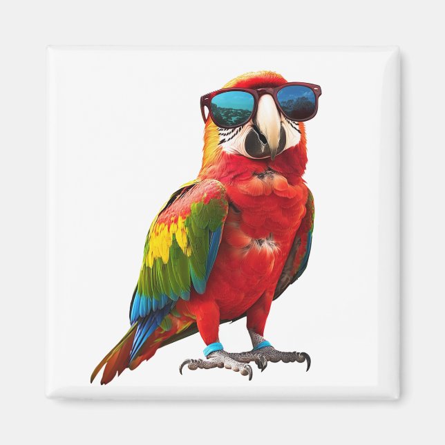Cooler Papagei mit Sonnenbrille Magnet (Vorne)