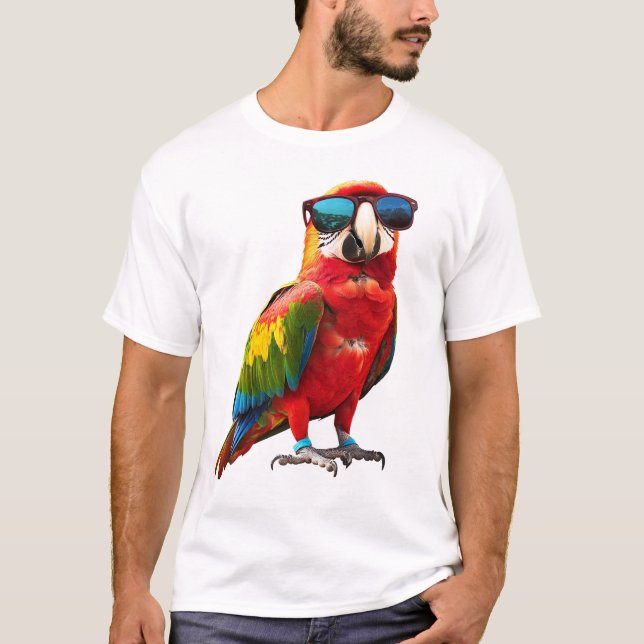 Cooler Papagei mit Sonnenbrille T-Shirt (Vorderseite)