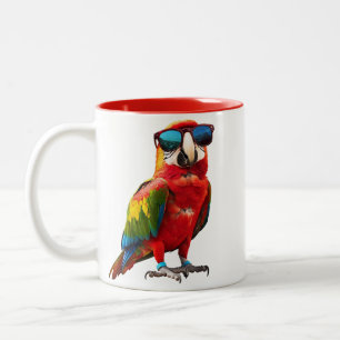 Cooler Papagei mit Sonnenbrille Zweifarbige Tasse